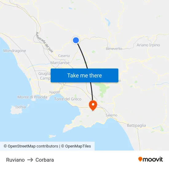 Ruviano to Corbara map
