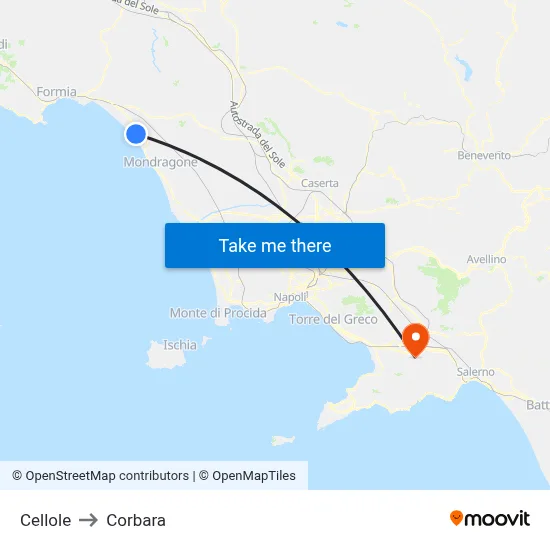 Cellole to Corbara map