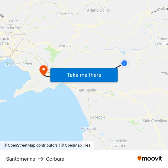 Santomenna to Corbara map