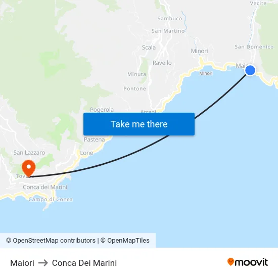 Maiori to Conca Dei Marini map