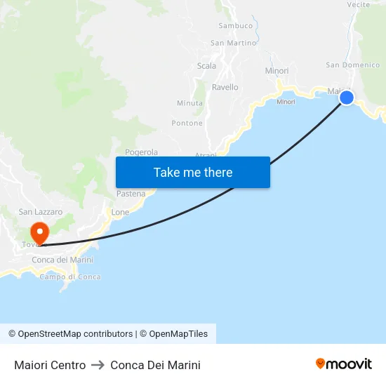 Maiori Centro to Conca Dei Marini map