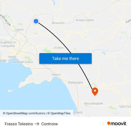 Frasso Telesino to Controne map
