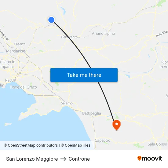 San Lorenzo Maggiore to Controne map