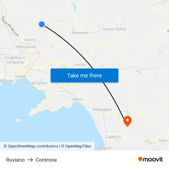 Ruviano to Controne map