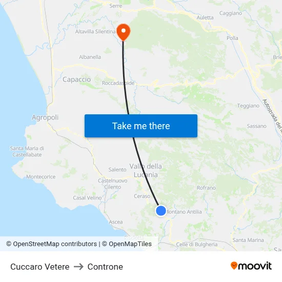 Cuccaro Vetere to Controne map