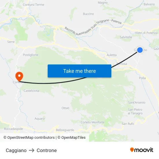 Caggiano to Controne map