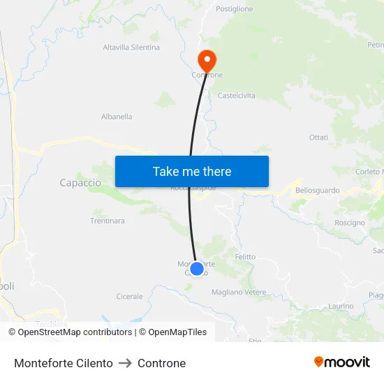 Monteforte Cilento to Controne map