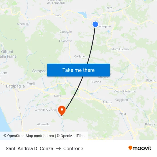 Sant' Andrea Di Conza to Controne map