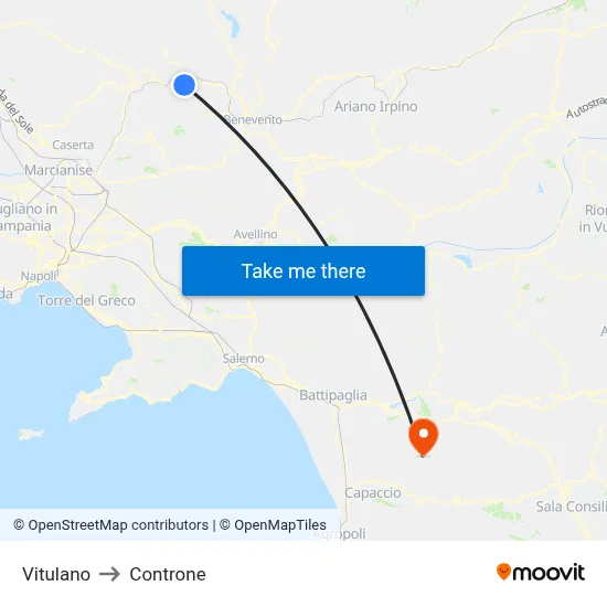 Vitulano to Controne map