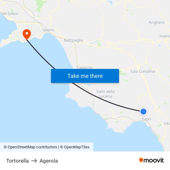 Tortorella to Agerola map