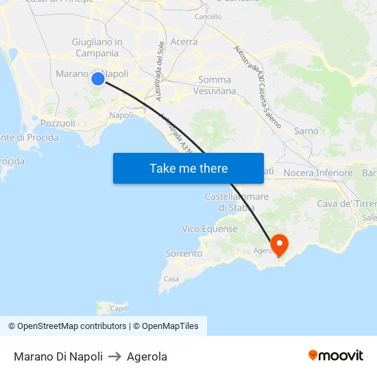 Marano Di Napoli to Agerola map