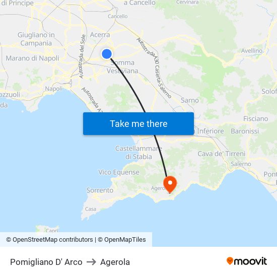 Pomigliano D' Arco to Agerola map