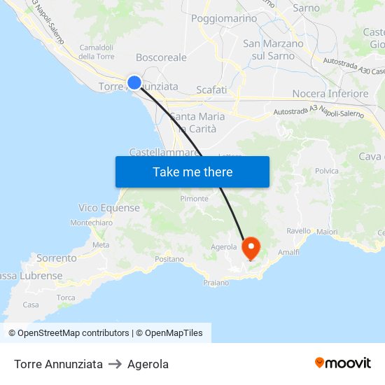 Torre Annunziata to Agerola map