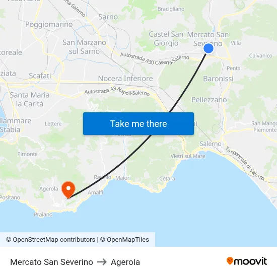 Mercato San Severino to Agerola map