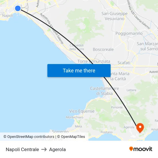 Napoli Centrale to Agerola map