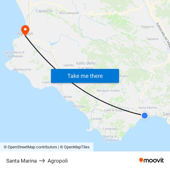 Santa Marina to Agropoli map