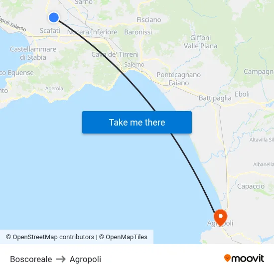Boscoreale to Agropoli map