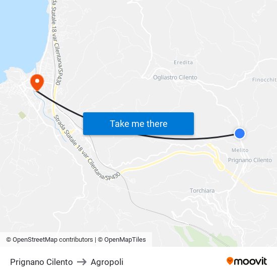 Prignano Cilento to Agropoli map