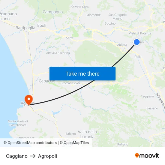 Caggiano to Agropoli map