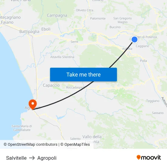 Salvitelle to Agropoli map