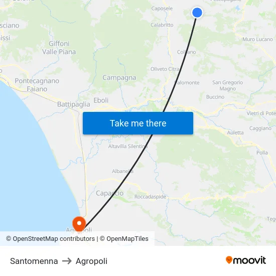 Santomenna to Agropoli map