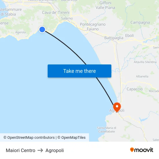 Maiori Centro to Agropoli map