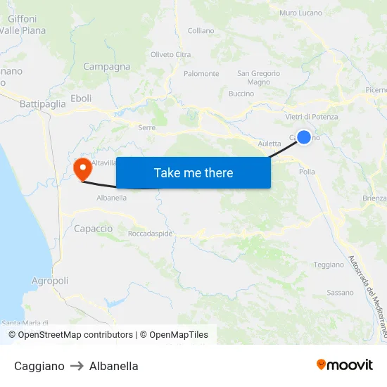 Caggiano to Albanella map