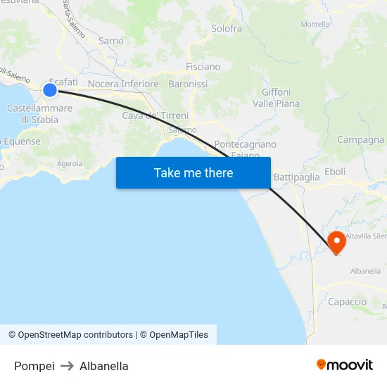 Pompei to Albanella map