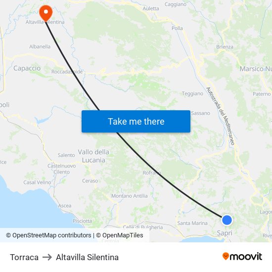 Torraca to Altavilla Silentina map