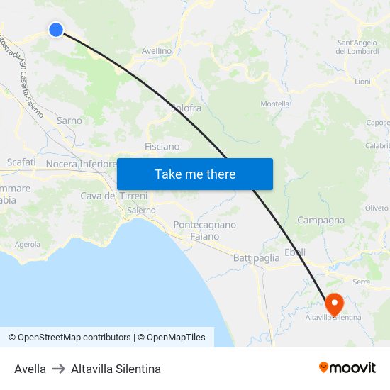 Avella to Altavilla Silentina map