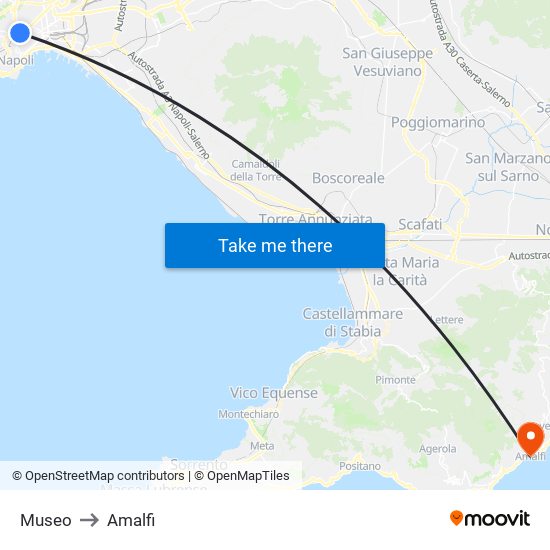 Museo to Amalfi map