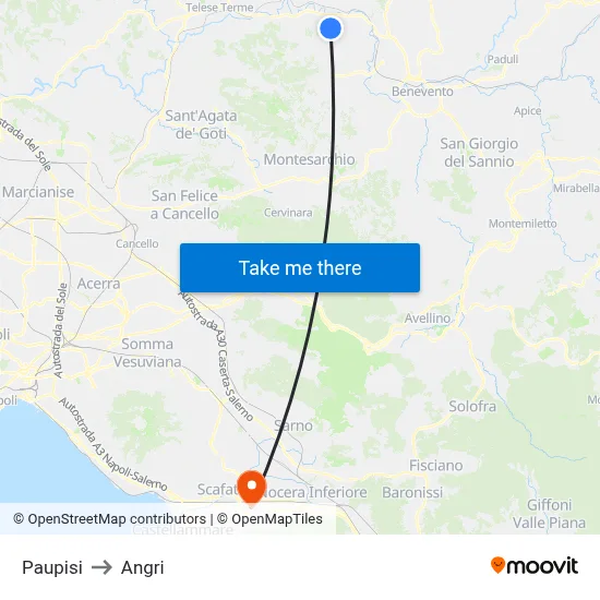 Paupisi to Angri map