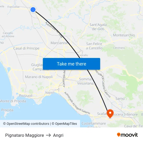 Pignataro Maggiore to Angri map