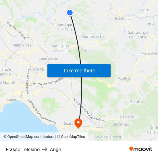 Frasso Telesino to Angri map