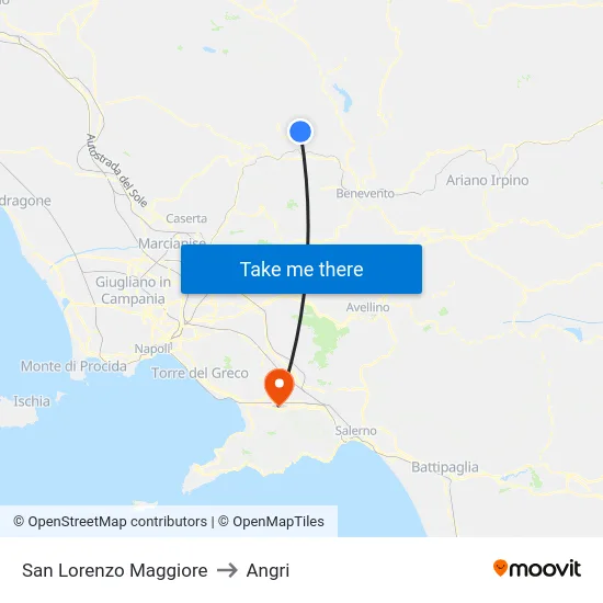 San Lorenzo Maggiore to Angri map