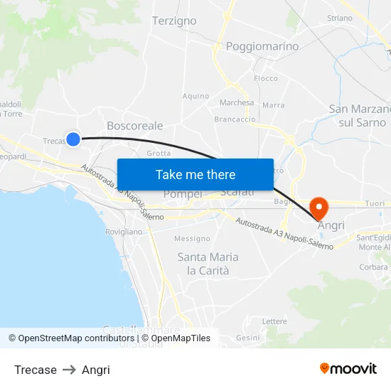 Trecase to Angri map