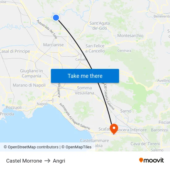 Castel Morrone to Angri map