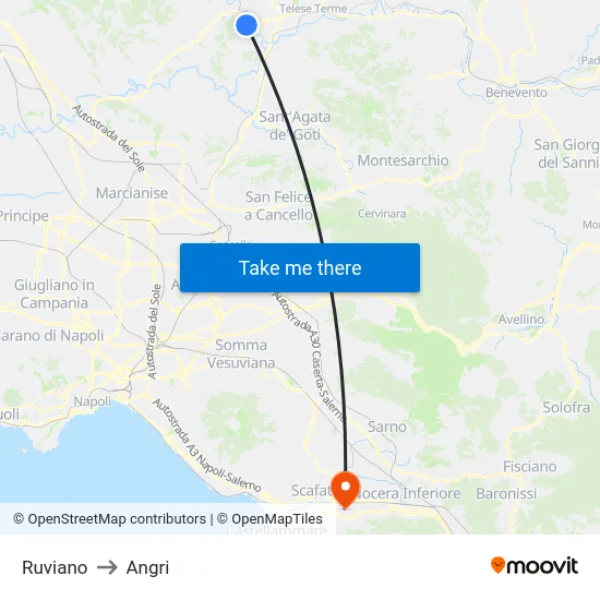 Ruviano to Angri map
