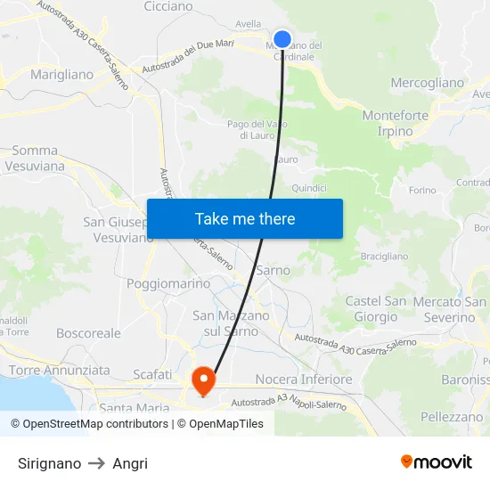 Sirignano to Angri map