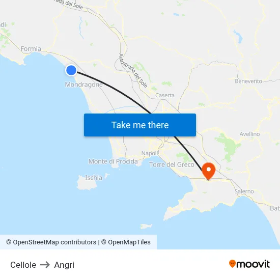 Cellole to Angri map