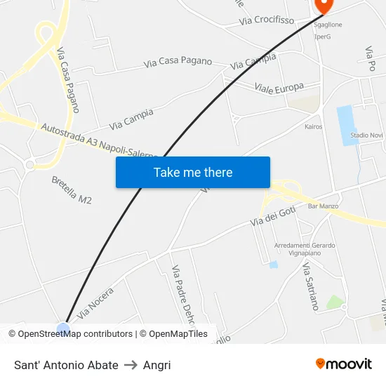 Sant' Antonio Abate to Angri map