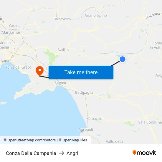 Conza Della Campania to Angri map