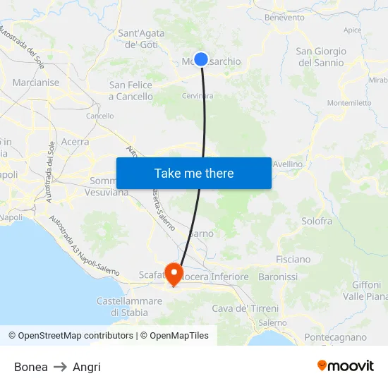 Bonea to Angri map