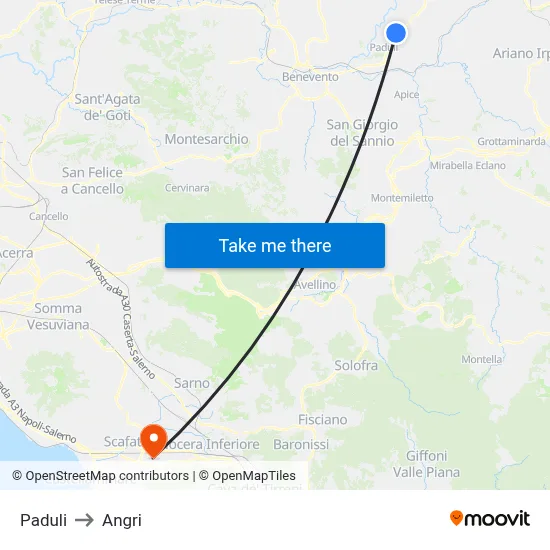 Paduli to Angri map