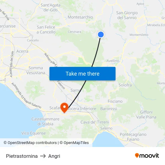 Pietrastornina to Angri map