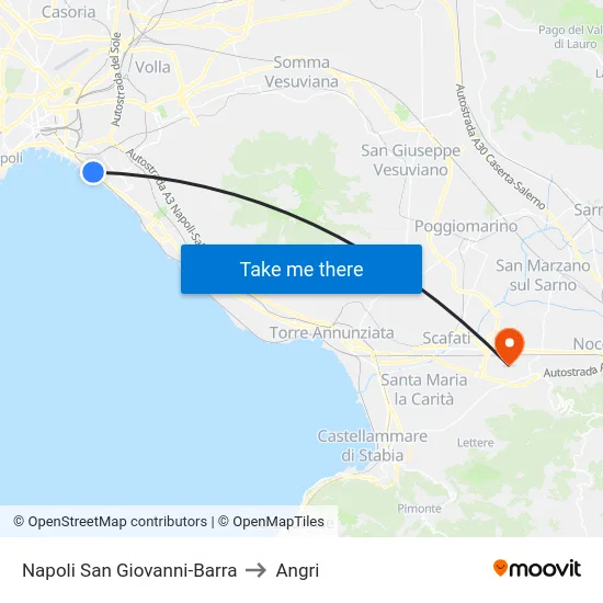 Napoli San Giovanni-Barra to Angri map