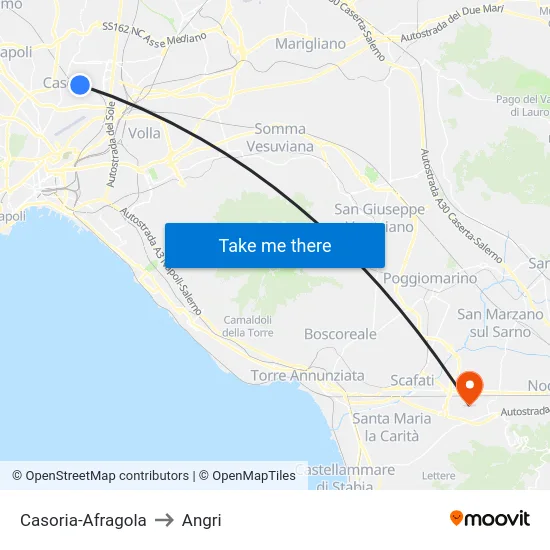 Casoria-Afragola to Angri map