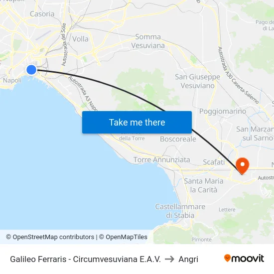 Galileo Ferraris - Circumvesuviana E.A.V. to Angri map