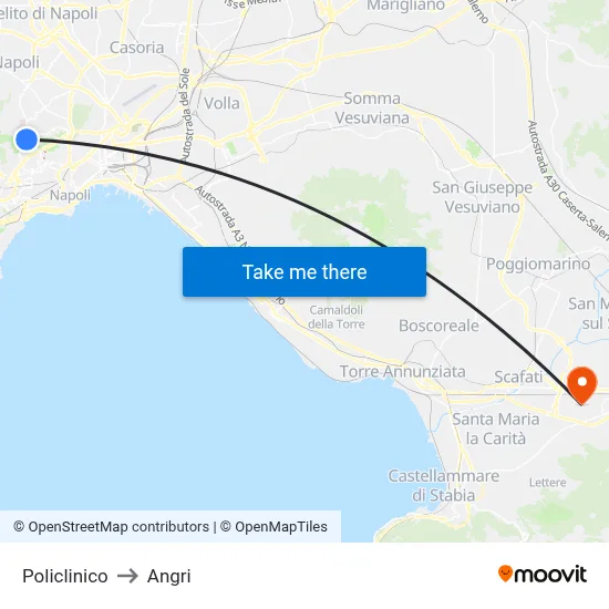 Policlinico to Angri map