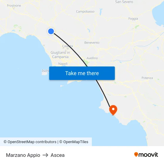 Marzano Appio to Ascea map
